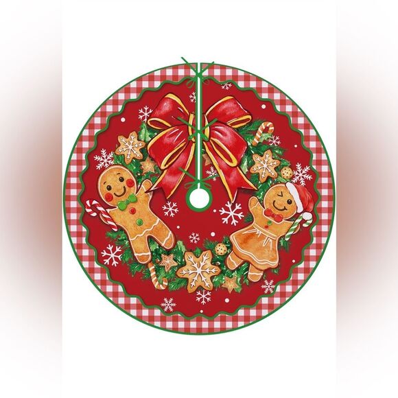 Gingerbread Man Christmas Tree Skirt 48 Inches Lace-up NWOT/NWOP - Picture 1 of 10